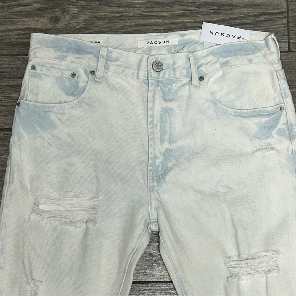 NWT $59.95 Pacsun Vintage Loose Jeans Bleach 28 30 31 36 Men's Ripped - Picture 4 of 14
